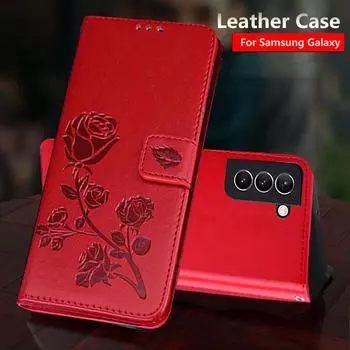Кожаный чехол-кошелек с цветочным принтом для Samsung Galaxy A33 A53 A23 A13 A03S A03 Core M23 M52 5G S22 Ultra Plus, откидная крышка-держатель-подставка, Fundas Coque Samsung Galaxy A03S красный