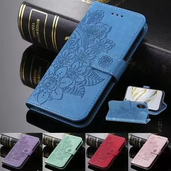 Кожаный чехол-кошелек с цветочным принтом для Samsung Galaxy S10 S20 S21 Fe S22 S23 Plus Ultra A22 A13 A53 A23 A14 A04e A54 A34 5g For A34 5G красный