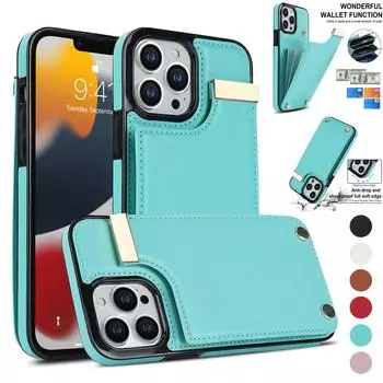 Кожаный чехол-кошелек с отделением для карт для iPhone 15, 14, 13, 12, 11 Pro Max XS MAX XR 8 7 Plus/Samsung S23 S22 S21 S20 Ultra Plus A14 A13 A54 A52 A53 iPhone 7/8/SE 2020 чёрный