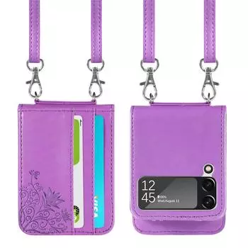 Кожаный чехол-кошелек с защитой от царапин для Samsung Galaxy Z Flip4 5g Flip 4 Flip3 Flip 3 с чехлом для карт for Samsung Z Flip 3 розовый