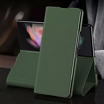 Кожаный чехол-кошелек с защитой от отпечатков пальцев для Samsung Galaxy Z Fold 4 5g Fold4 Fold3 Fold 3 2 Fold2 Нескользящий чехол для мобильного телефона for Samsung Z Fold 2 чёрный
