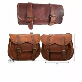 Кожаный чехол Мотоциклетные боковые седельные сумки Седельные кофры 3 сумки Коричневые 2 + 1 сумка коричневый
