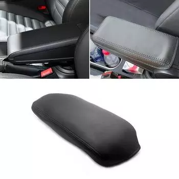 Кожаный чехол на центральном подлокотнике с резинкой для VW Beetle 2013 2014 2015 2016 2017 2018, накладка на центральный подлокотник чёрный
