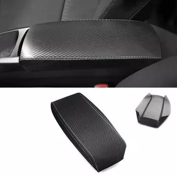 Кожаный чехол на подлокотник из мягкой углеродистой текстуры для Toyota Prius 2004-2009, подлокотник с центральным управлением автомобиля, кожный чехол, наклейка, отделка red line