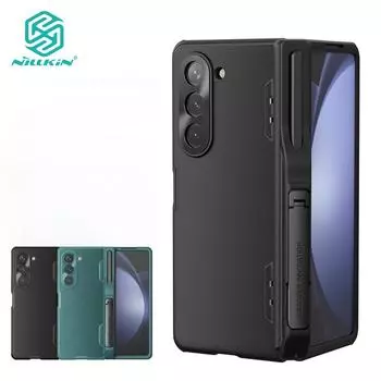 Кожаный чехол Nillkin CamShield Fold для Samsung Galaxy Z Fold 5 5G, слайдер из сплава для камеры, противоударная задняя крышка с держателем для ручек For Galaxy Z Fold5 зелёный