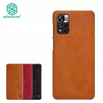 Кожаный чехол Nillkin серии Qin для Xiaomi Redmi Note 11 Pro Plus с поворотом на 360°, противоударная защитная задняя крышка