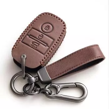 Кожаный чехол с 3 кнопками для KIA Rio Rio5 Sportage Ceed Cerato K3 KX3 K4 K5 Sorento Optima Picanto, чехол для автомобильного дистанционного смарт-ключа For Kia коричневый