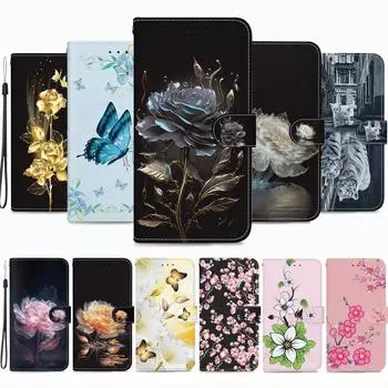 Кожаный чехол с цветочным принтом и бабочками для iPhone 16, 14, 12, 15, Pro Max, подставка, кошелек, отделения для карт, чехол-книжка, кобура для iPhone 11, 13, 7, 8 Plus, 6, X, XR, XS, SE4 iPhone 7 Plus/8 Plus