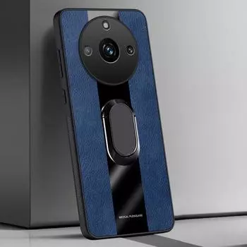 Кожаный чехол с держателем-кольцом для Realme 11 Pro Plus Обложка Роскошный Магнитный Силиконовый Защитный Чехол для Телефона для Realme 11 5G Realme11 For Realme 11 Pro синий