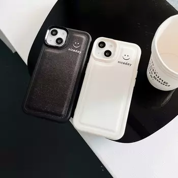 Кожаный чехол с красивым смайликом и мультяшным рисунком для Iphone 11 12 Promax Xsmax Xr X 14 Plus 13 Pro Max Ins, милый чехол для телефона Conque for iphone XR