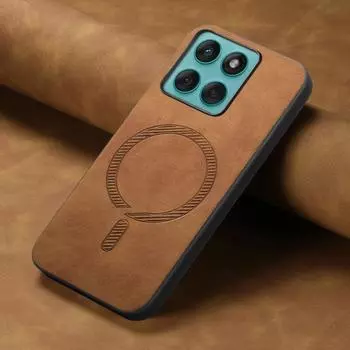 Кожаный чехол с магнитной адсорбцией для Motorola Edge 60 Fusion Magsafe Беспроводная зарядка Ударопрочный Матовый бампер для Moto Edge60 60s moto edge 60 коричневый