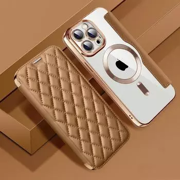 Кожаный чехол с магнитной картой для iPhone 15 14 Pro Max 13 12 11 Samsung S24 S23 Ultra Plus противоударный гибридный раскладной чехол для телефона iPhone 14 темно-зеленого