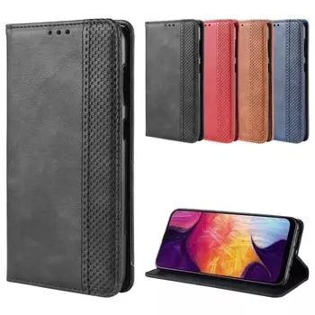Кожаный чехол с магнитной откидной крышкой и слотом для карт для Samsung A50s/A12/A30/A10E/G398F Samsung Galaxy A10E чёрный