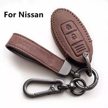 Кожаный чехол с маслом и воском для дистанционного ключа автомобиля, чехол для Nissan Qashqai j10 J11 X-Trail t31 t32 Kicks Murano Altima Tiida Juke Note Pathfinder A Stytle Brown
