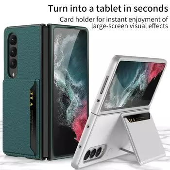 Кожаный чехол с отделениями для кредитных карт для Samsung Galaxy Z Fold 4 5g, чехол для телефона, жесткий чехол-кошелек с полной защитой для ПК, чехол-подставка для Z Fold 4 for Galaxy Z Fold 4 белый