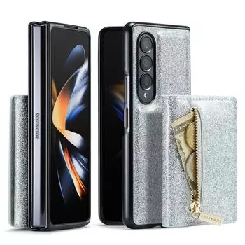 Кожаный чехол с подставкой-кошельком для Samsung Galaxy Z Fold 4 Fold4 Fold3 Fold 3 Zfold4 Bling с блестками for Galaxy Z Fold 3 чёрный