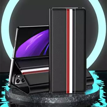 Кожаный чехол с полной защитой для бизнеса для Samsung Galaxy Z Fold 3 4 Fold4 Fold2 5g Fold3 Fold 2 противоударный модный чехол for samsung Z Fold 2 чёрный