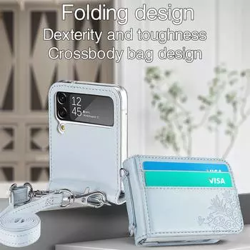 Кожаный чехол с ремешком для телефона с защитой от падения для Samsung Galaxy Z Flip4 5g Flip 4 Flip3 Flip 3, противоударный чехол для слота для карт, чехол for Samsung Z Flip красный