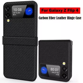 Кожаный чехол с текстурой углеродного волокна для Samsung Galaxy Z Flip 4 5g, чехол с шарниром для Galaxy Z Flip 4, 5 г, кожаный защитный чехол с шарниром For Galaxy Z Flip 4