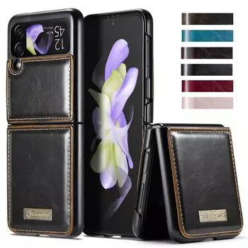 Кожаный чехол с точным вырезом для мобильного телефона Samsung Galaxy Z Flip4 Flip 3 Flip3 Flip 4 Zflip4 5g, чехлы с защитой от царапин for Samsung z Flip 4 чёрный