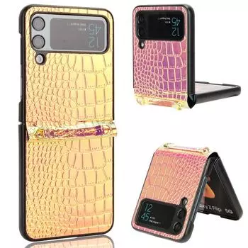 Кожаный чехол с точным вырезом для защиты от падения для Samsung Galaxy Z Flip4 5g Flip 4 Flip3 Flip 3 Zflip4 Тонкая сумка для телефона с защитой от падения for Samsung Z Flip 4 чёрный