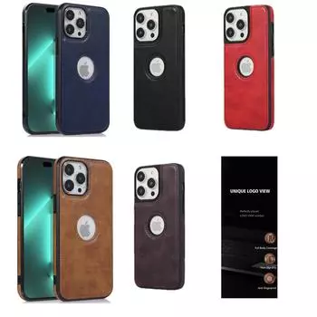 «Кожаный чехол с узором личи для iPhone 12, 13 Pro, 14 — дизайн с полой этикеткой, защитный чехол» S22