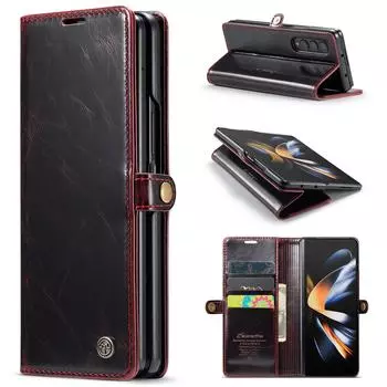 Кожаный чехол с защитой от царапин для мобильных телефонов Samsung Galaxy Z Fold 4 5g Fold4 Fold3 Fold 3, защитные чехлы с подставкой for Samsung z fold 4 коричневый