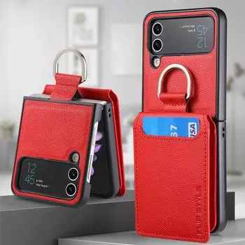 Кожаный чехол с защитой от падения для Samsung Galaxy Z Flip 4 Flip4 5g Flip3 Flip5 Zflip3 Flip 5 3, чехол для мобильного телефона for Samsung Z Flip 4 хаки