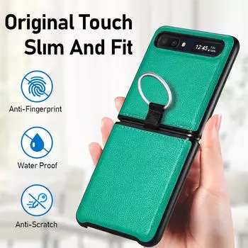 Кожаный чехол с защитой от падения на палец с кольцом для Samsung Galaxy Z Flip 3 Flip4 Flip 4 Flip3 5g, матовый чехол для Samsung Z Flip3, чехлы for Samsung Z Flip 3 красный