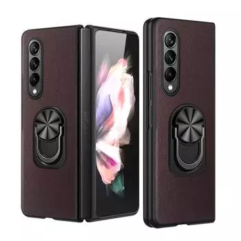 Кожаный чехол с защитой от пыли и царапин для Samsung Galaxy Z Fold 4 5g Fold4 Fold3 Fold2 Fold 3 2 Zfold4, чехол с кольцом на палец for Samsung Z Fold 4 зелёный
