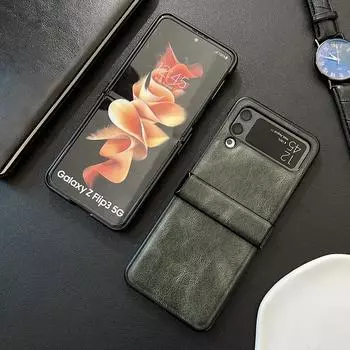 Кожаный чехол с защитой шарниров для Samsung Galaxy Z Flip 4 Flip 3 Flip4 Flip3 Zflip4, чехол Flip 4 5g, противоударный чехол на заднюю панель for galaxy z flip 3