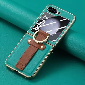 Кожаный чехол-сумка для мобильного телефона Samsung Z Flip 5, чехол для Samsung Galaxy Z Flip 5 Flip5, защита от падения, пленка из закаленного стекла for Samsung Z Flip 5