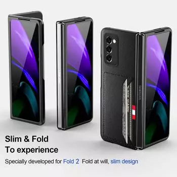 Кожаный чехол-сумка для телефона с держателем для карт для Samsung Galaxy Z Fold 3 4 Fold4 Fold2 Fold3 5g Fold 2, защитный чехол от царапин for Galaxy Z Fold 4 красный