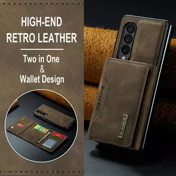 Кожаный чехол-сумка для телефона с функцией кошелька и слотом для карт для Samsung Galaxy Z Fold4 5G Fold 4 Fold3 Fold 3, нескользящий защитный чехол for samsung z fold 4