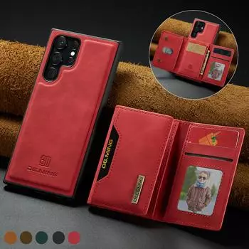 Кожаный чехол-сумка для телефона с магнитной функцией для Samsung Galaxy S22 Ultra S22ultra 5g S21 Fe S20 Plus, защитные чехлы с держателем для карт for Galaxy S20 Ultra кофейный