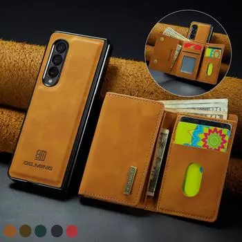 Кожаный чехол-сумка с противоударным слотом для карт для Samsung Galaxy Z Fold 4 5G Fold4 Fold3 Fold 3, деловой чехол с защитой от царапин for samsung z fold 4