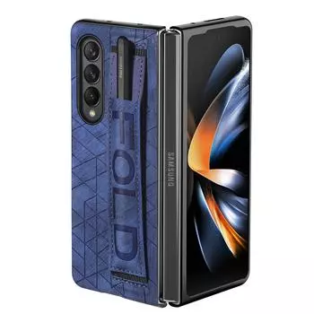 Кожаный деловой чехол без отпечатков пальцев для Samsung Galaxy Z Fold 4 5g Fold4 Fold3 Fold 3, тонкий чехол-браслет для телефона for Samsung Z Fold 3 фиолетовый