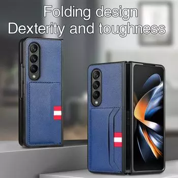 Кожаный деловой чехол с слотом для карт для Samsung Galaxy Z Fold 4 Fold3 Fold4 Fold2 Fold 3 2 5g Zfold4, матовая сумка для телефона for Samsung Z Fold 2 синий