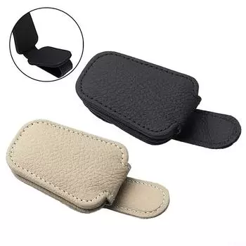 Кожаный держатель для автомобильных очков Магнитный держатель для солнцезащитных очков чёрный