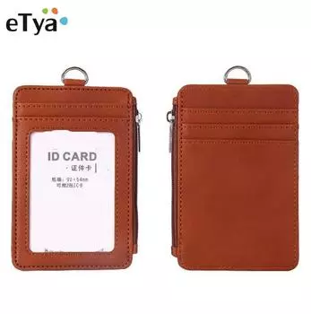 кожаный держатель для бейджей, ремешок на молнии, чехол для карт, визитница, органайзер, портативный кошелек