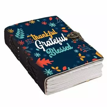 Кожаный дневник «Благодарный великий благословенный» с печатными пустыми страницами, дневник для личного и офисного использования. Пустой дневник-планировщик — 7 x 5 дюймов 7 x 5 in