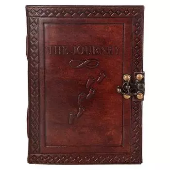 Кожаный дневник для мужчин и женщин, винтажный журнал, бумажный блокнот, дневники, планировщик с металлическим замком, ручная работа, обычная личная организация (6 х 4,5 дюйма) 6 x 4 in коричневый