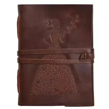 Кожаный дневник - дневник принцессы с тиснением в виде сердца, винтажный альбом для рисования, альбом для вырезок, дневник для рисования и письма 7 X 5 in коричневый