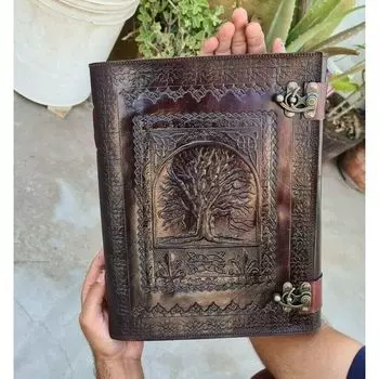 Кожаный дневник «Древо жизни» ручной работы, кельтская книга теней, винтажный викка 13 x 10 in