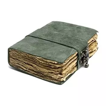 Кожаный дневник, книга теней, гримуар, антикварный бумажный замок Deckle Closer 7 x 5 in