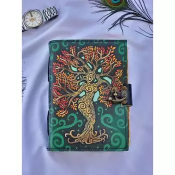 Кожаный дневник Матери Земли, Блокнот, Древо жизни, Гримуар, кожаный дневник ручной работы, дорожная книга, Подарок на день рождения, Рождественский подарок 5 x 7 in