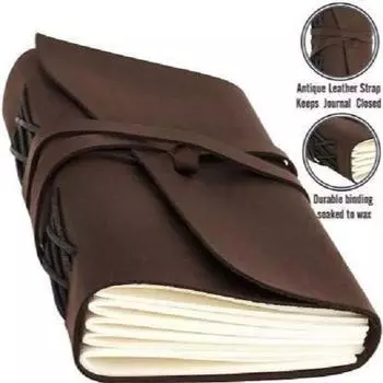 Кожаный дневник на 200 страниц с кожаным ремнем Дневник путешествий для мужчин и женщин (коричневый) 5 x 7 in коричневый