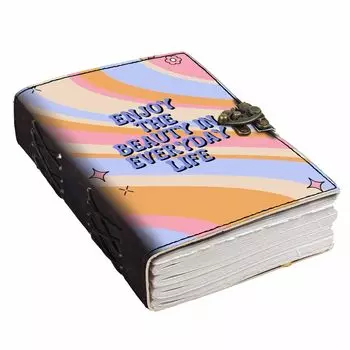 Кожаный дневник «Наслаждайтесь красотой в повседневной жизни», печатный дневник с пустыми страницами для личного и офисного использования (7 x 5 Inch) розовый