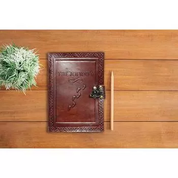 Кожаный дневник ручной работы для мужчин и женщин Журнал Бумага Тетрадь дневники Планировщик с металлическим замком Ручной работы Обычный персональный органайзер (7 х 5 дюймов 7 x 5 Inch коричневый