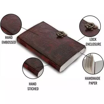 Кожаный дневник ручной работы для мужчин и женщин. Журнальные бумажные дневники. Планировщик / размер 7 x 5 дюймов. 5 x 7 in коричневый